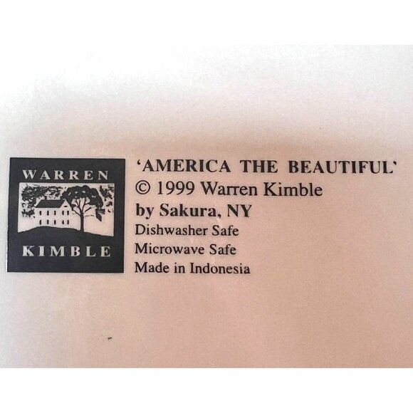 VTG Warren Kimble Americana Themed Dessert Plates Patriotic Scenes Stoneware 8" - Picture 13 of 13